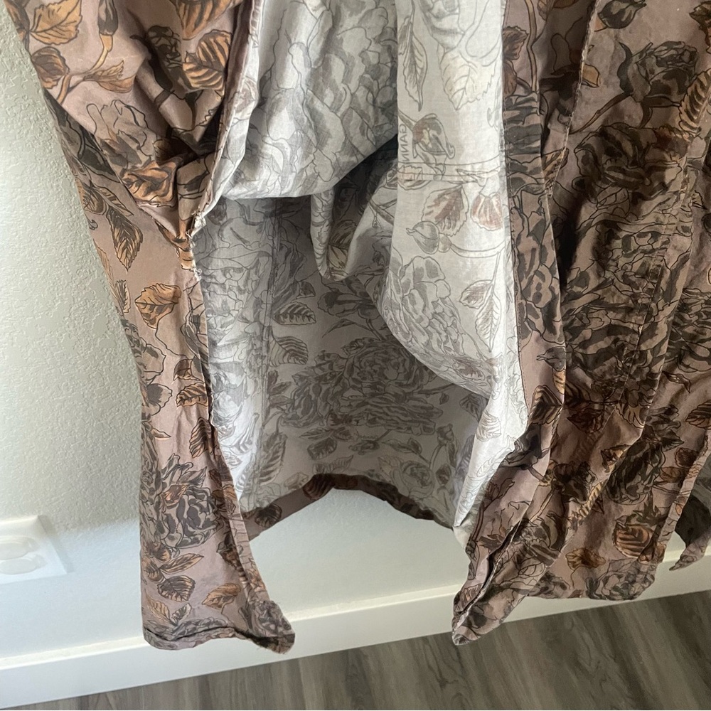 Ganni Oversized Poplin Maxi Shirt Dress EU 34 Cotton Brown Botanical Print - Picture 13 of 16